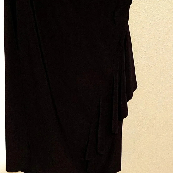 Tiana B. Black Sleeveless Midi Dress with Side Ruffle Holiday Women's Size L - Picture 3 of 6